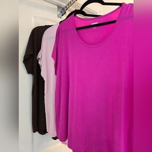 Set of 3 Land's End Jersey T-shirts, Blush, Hot Pink, Chocolate Brown,U-neck, 1X